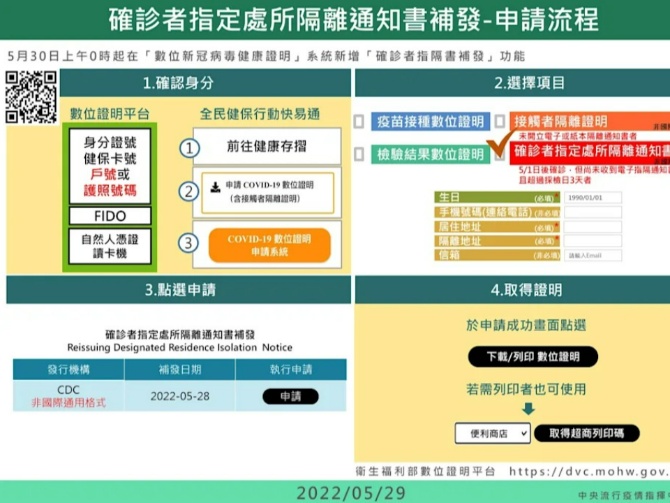 確診者隔離通知書補發 明起符合2條件可申請