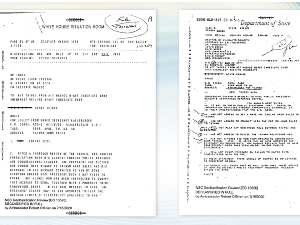 美解密對台軍售、六項保證電報 史達偉：因北京有習慣扭曲歷史事實