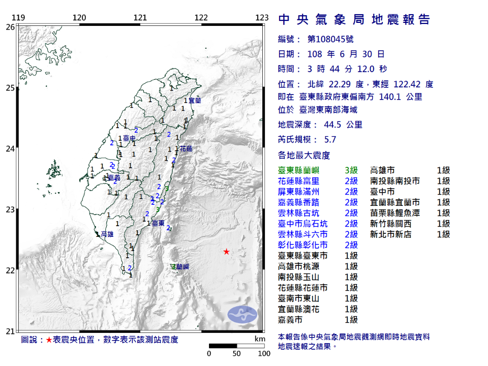 快訊／東南部海域凌晨5.7地震！「國家級警報」驚了